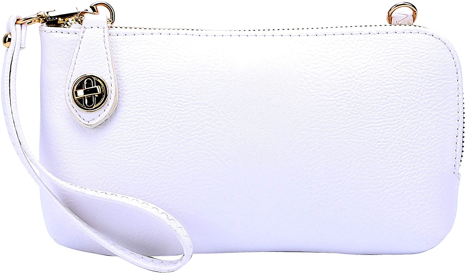 Price:$13.99 Solene Small Crossbody Bag Cellphone Purse Wallet with Adjustable Shoulder and Wrist Straps-WU097(White)  Handbags   