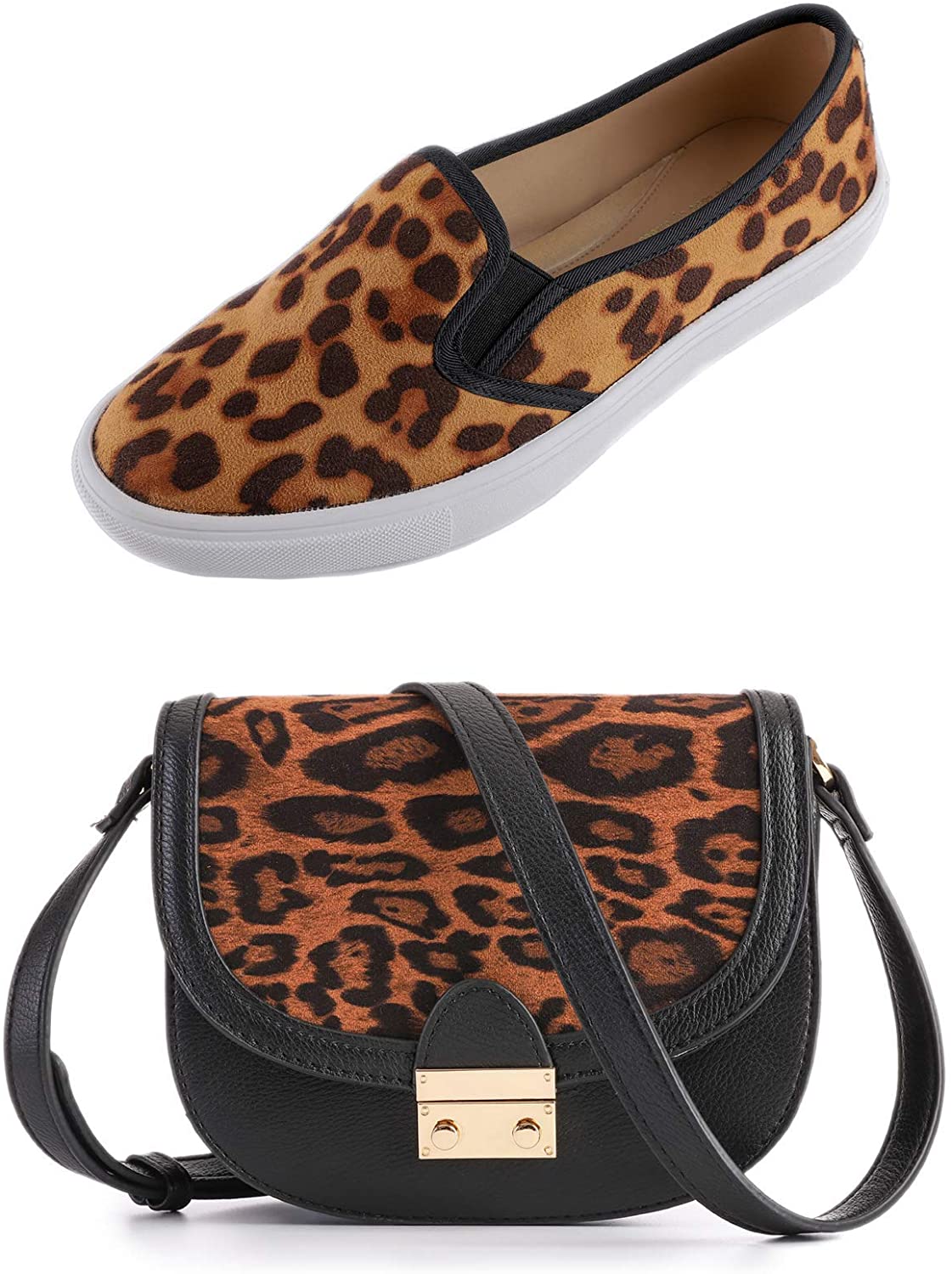 Price:$36.99 Feversole Womens Fashion Leopard Shoulder Purse Bag and Slip On Size US6.5 Bundle  Handbags   
