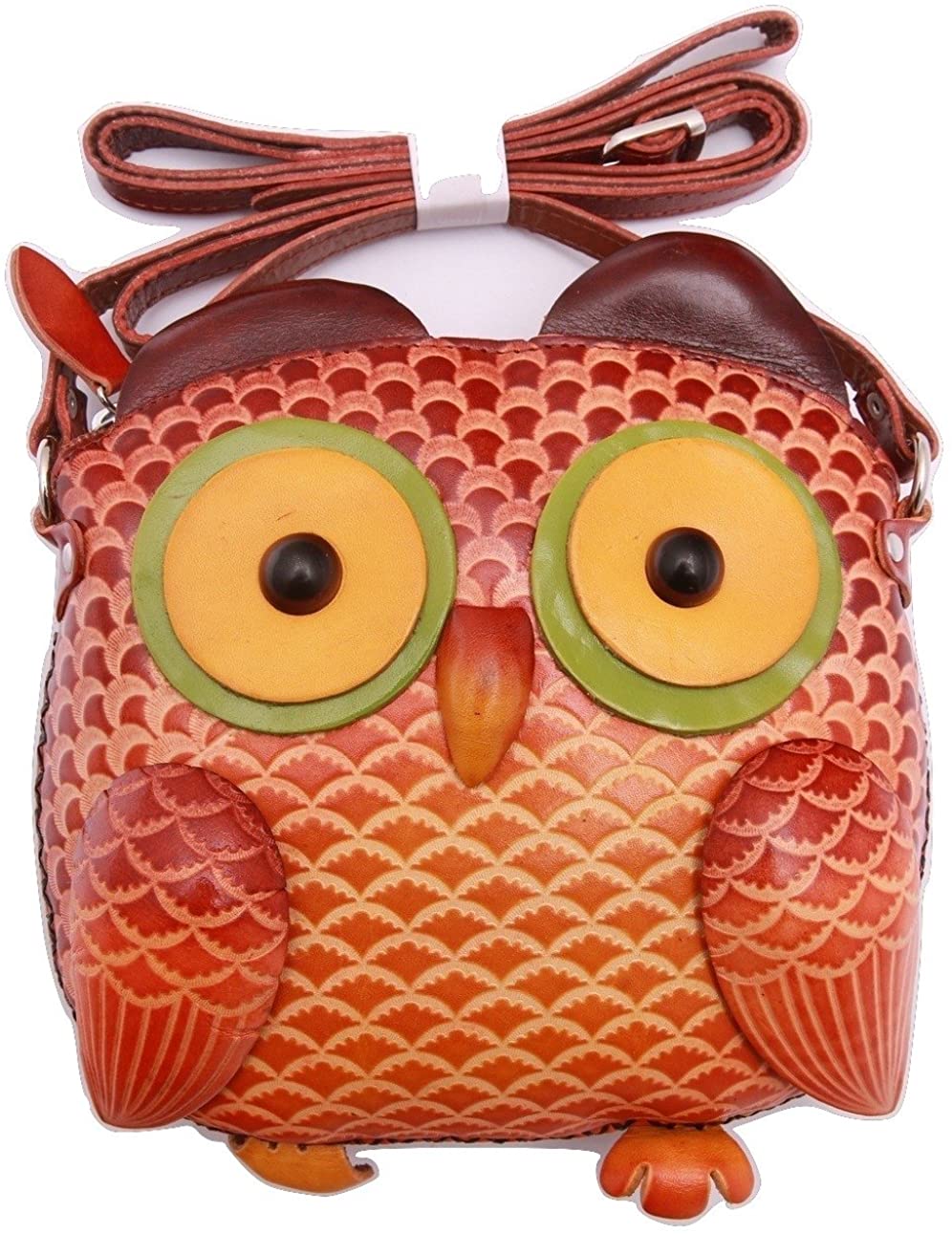 Price:$8.99 PurseWorld Women's Handmade Leather Brown Ear Owl Cute Shoulder Bag (brown)  Handbags   
