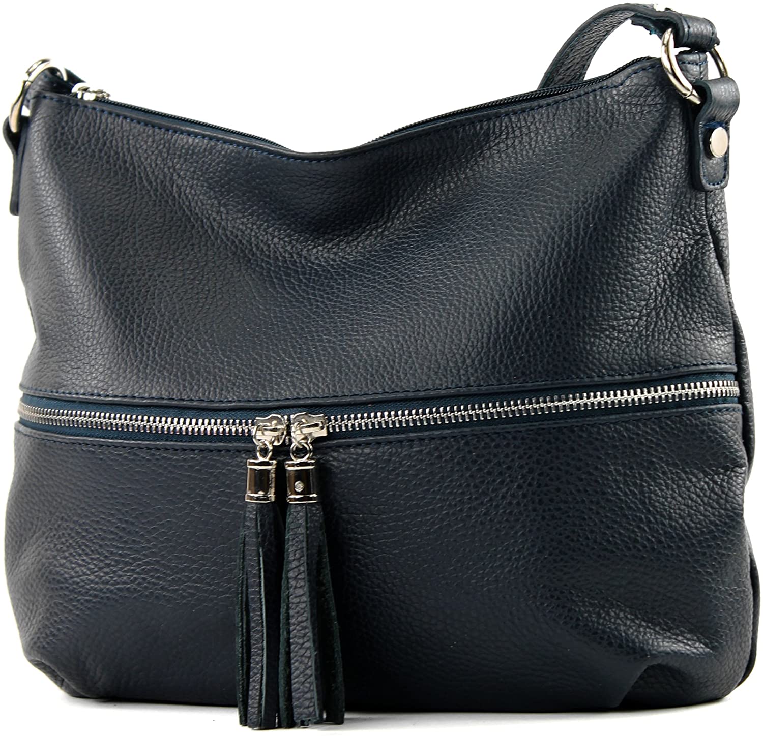 Price:$59.00 modamoda de - ital. Leather bag Leather bag Shoulder bag Leather T159, Color Dark blue  Handbags   