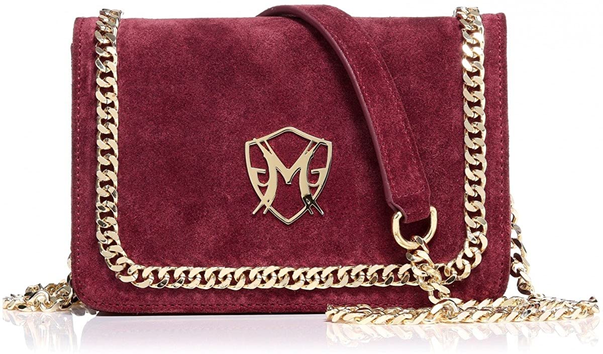 Price:$99.90 Greg Michaels Susan Burgundy Suede Genuine Leather Chain Strap Purse  Handbags   