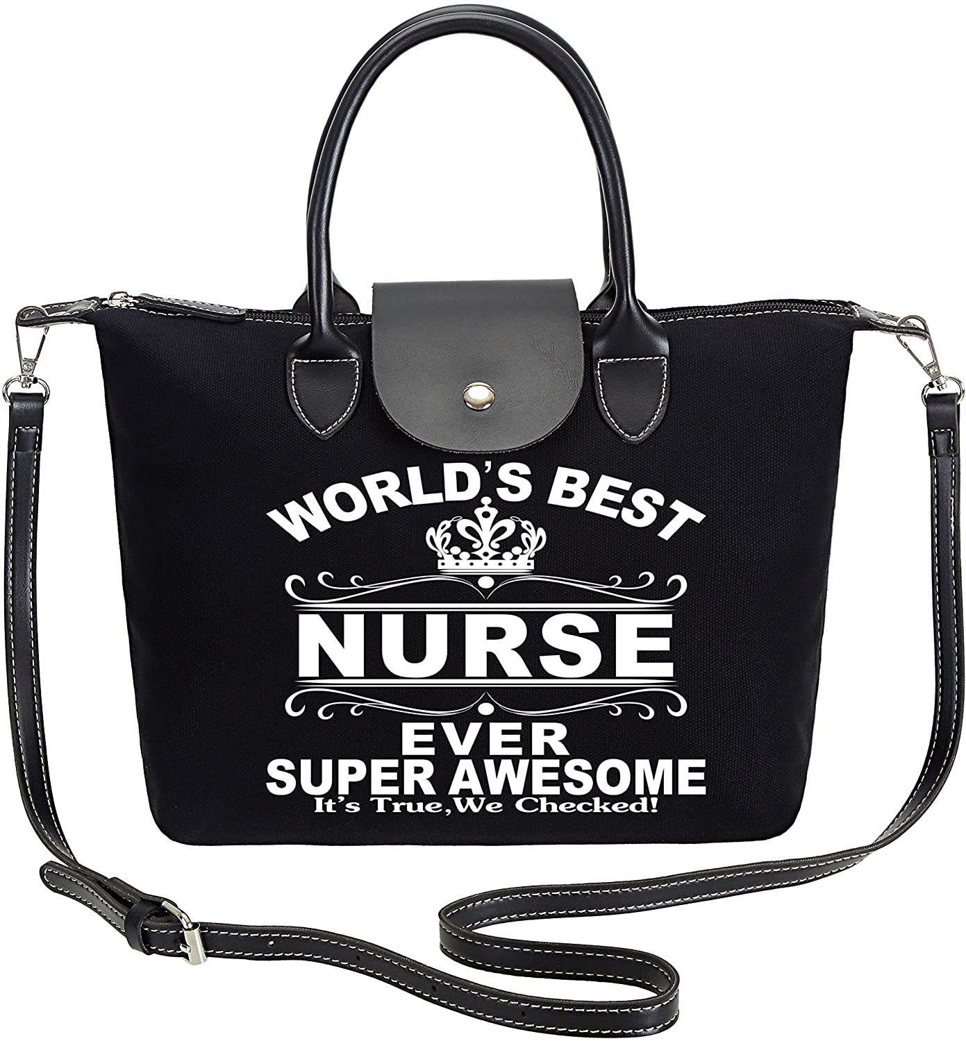 Price:$17.96 So'each Women's World's Best Nurse Ever Handbag Crossbody Shoulder Bag Black  Handbags   