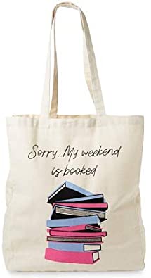 Price:$13.25    HEAVY DUTY DELUXE 100% COTTON OPEN-TOP EVERYDAY “MY WEEKEND IS BOOKED” CANVAS CARRY-AROUND SHOULDER TOTE BAG WITH CARRY STRAPS BY TRI-COASTAL DESIGN  Clothing