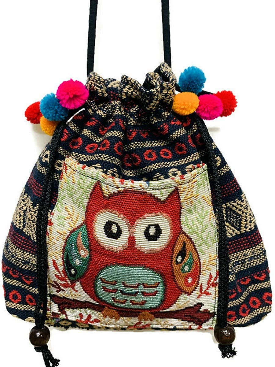 Price:$19.00 1PC Canvas Embroidery Crossbody Bag Handmade Bohemian Boho Shoulder Bag woman girl fashion gift collection Ba022  Handbags   