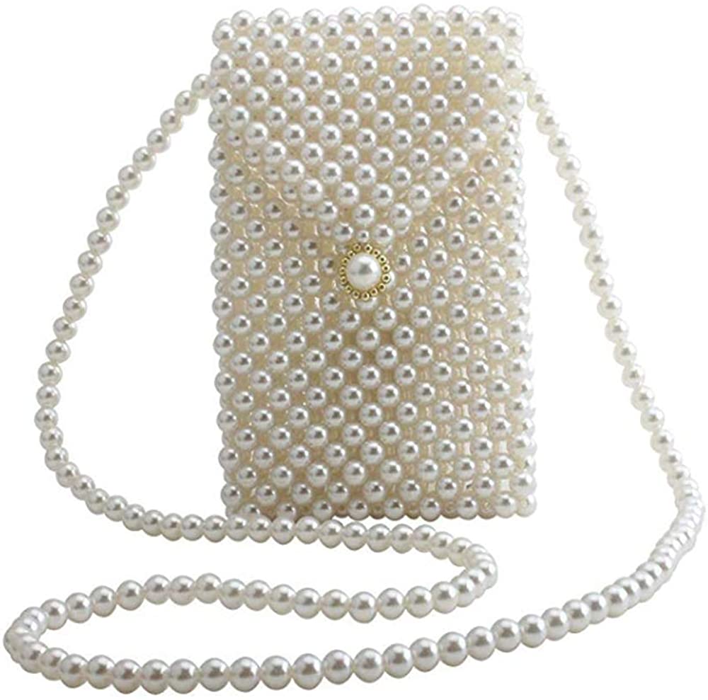 Price:$22.99 Women's Vintage Style Pearl Bag Shoulder Bags Handmade Weave bag（Large）  Handbags   