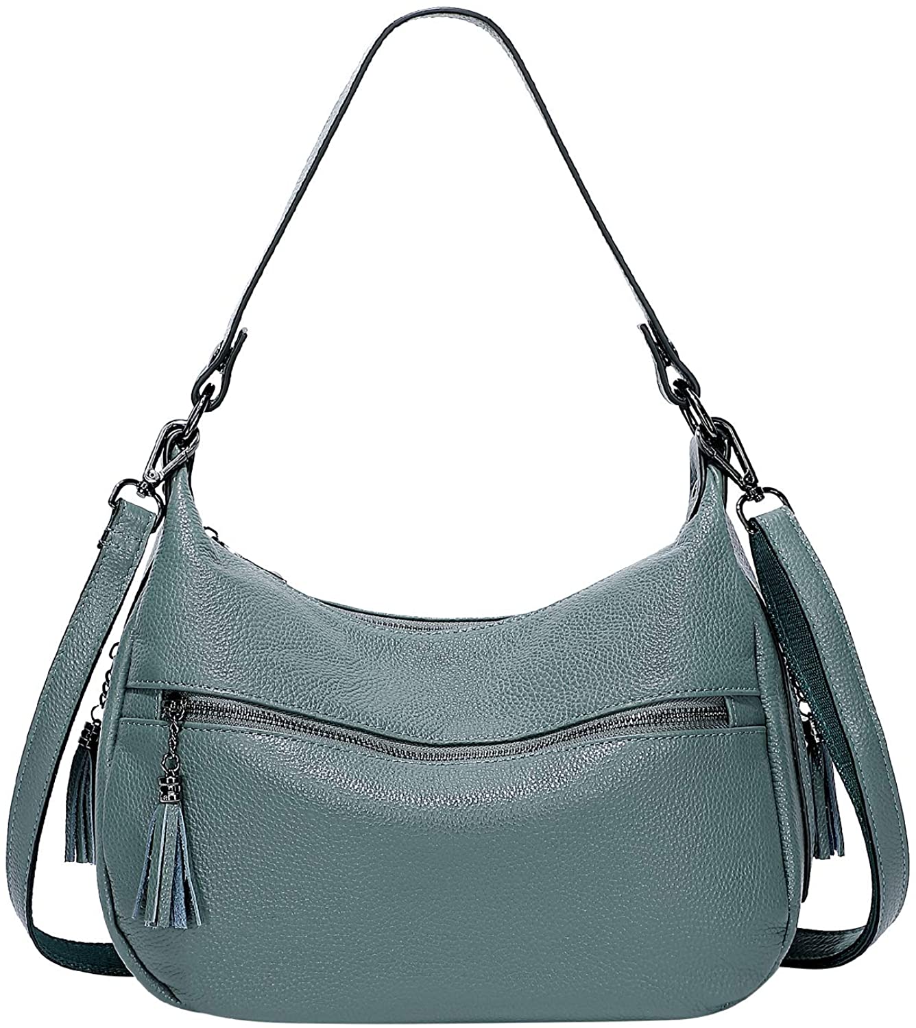 Price:$65.57    OVER EARTH Womens Handbags Soft Leather Hobo Shoulder Bag Ladies Crossbody Tote Purses with Tassel(O106E Pearl Blue)  Clothing