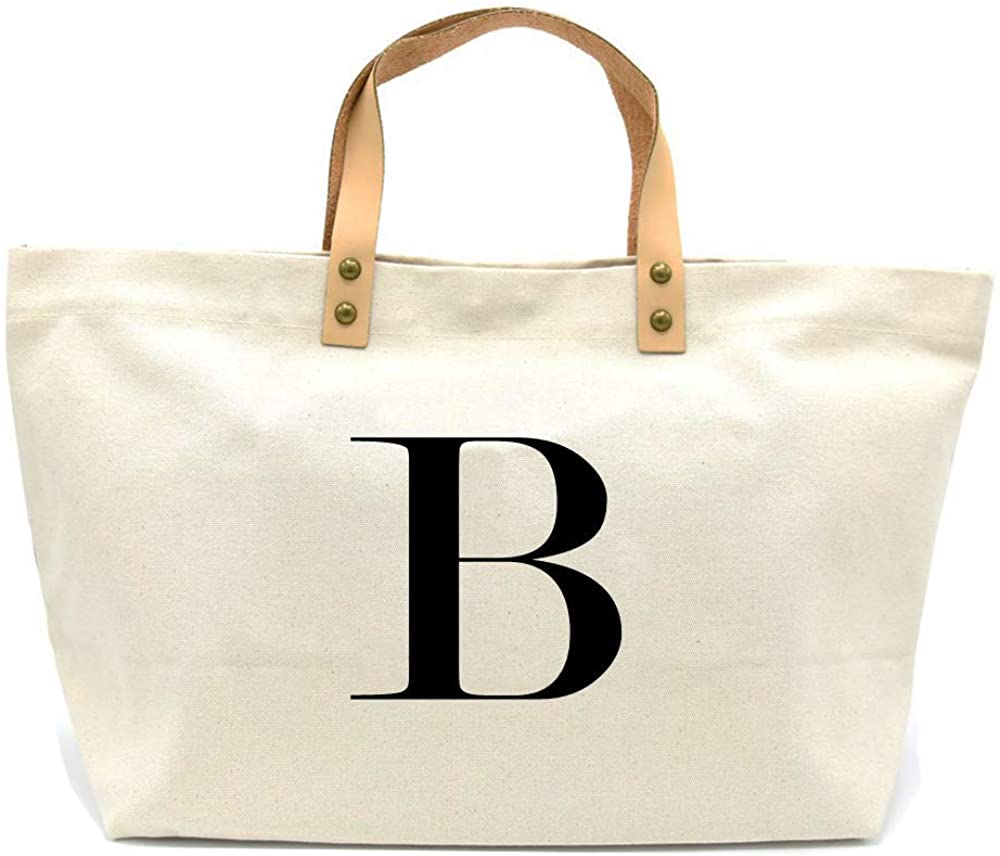 Price:$17.50    PumPumpz Canvas Tote Bag, Natural Color and Classic B Monogrammed Bag. - Which arrive you within 5 days (B)  Clothing