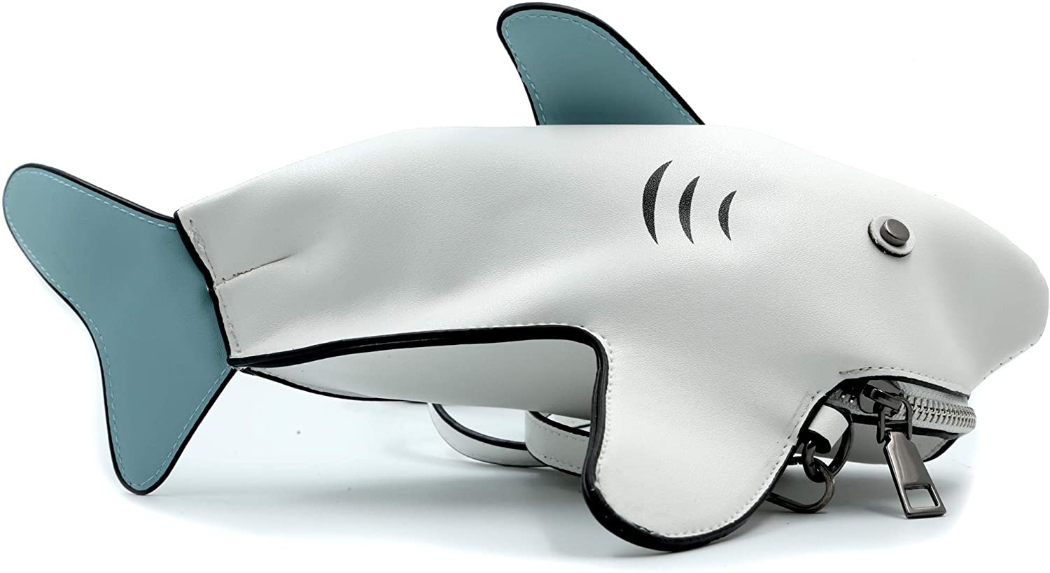 Price:$15.99    QiMing Shark Shoulder Purses,PU Originality CrossBody Bag for Girl Women(White)  Clothing