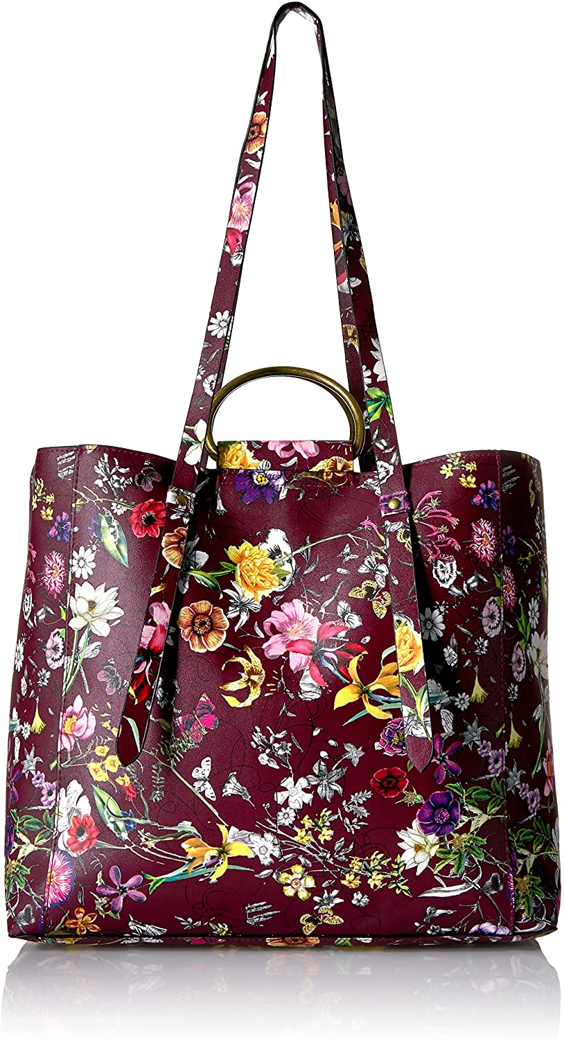 Price:$23.93    T-Shirt & Jeans Floral Ring Tote, burgundy  Clothing