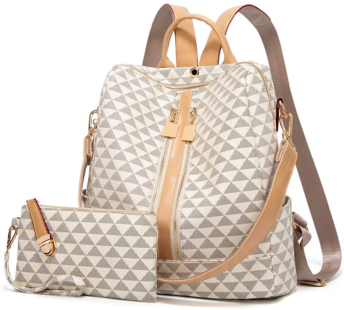 Price:$26.99    Backpacks for Women Fashion Leather Bags Girl's Anti-theft Rucksack Ladies Travel Bags Handbags and Purses Phone Bags 2Pcs  Clothing