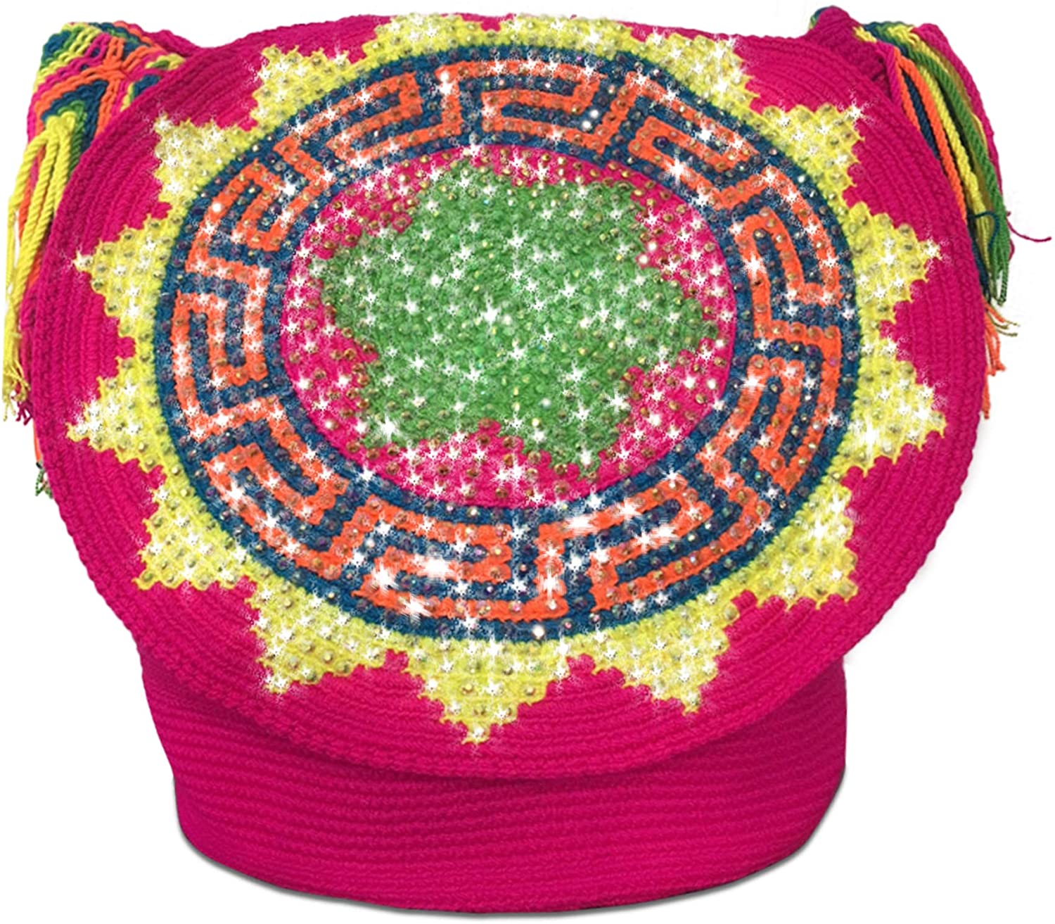 Price:$197.97 Large Wayuu Mochila Hand Bag Rare With Crystals Handmade Master Piece  Handbags   