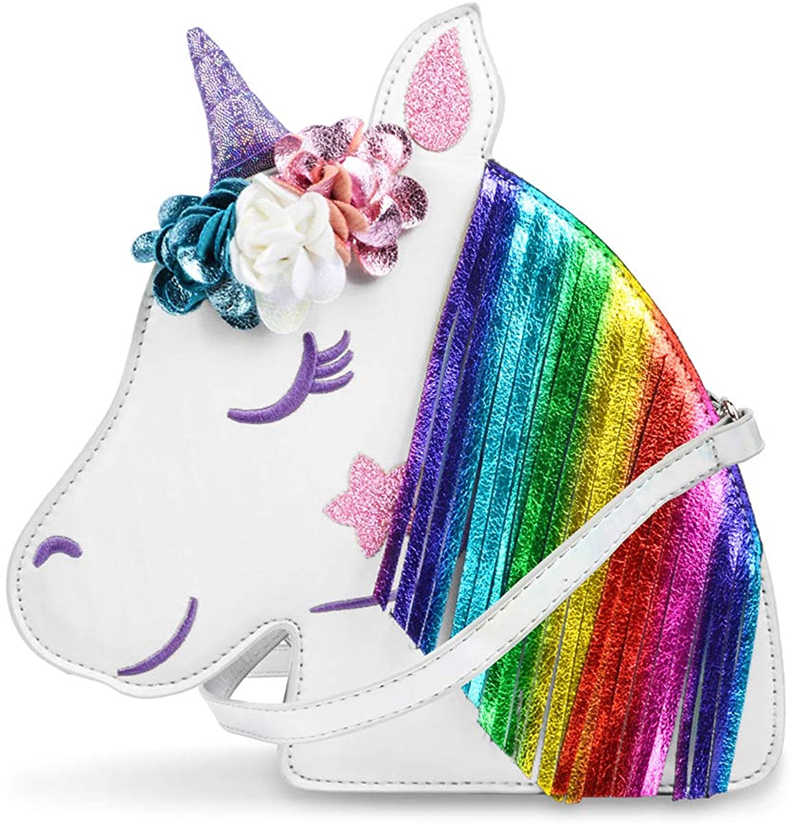 Price:$25.59 Novetly Unicorn Crossbody Bag, Ustyle Women Girls Teens Cute Cartoon Purse Sequins Animal Shoulder Bag (silver)  Handbags   