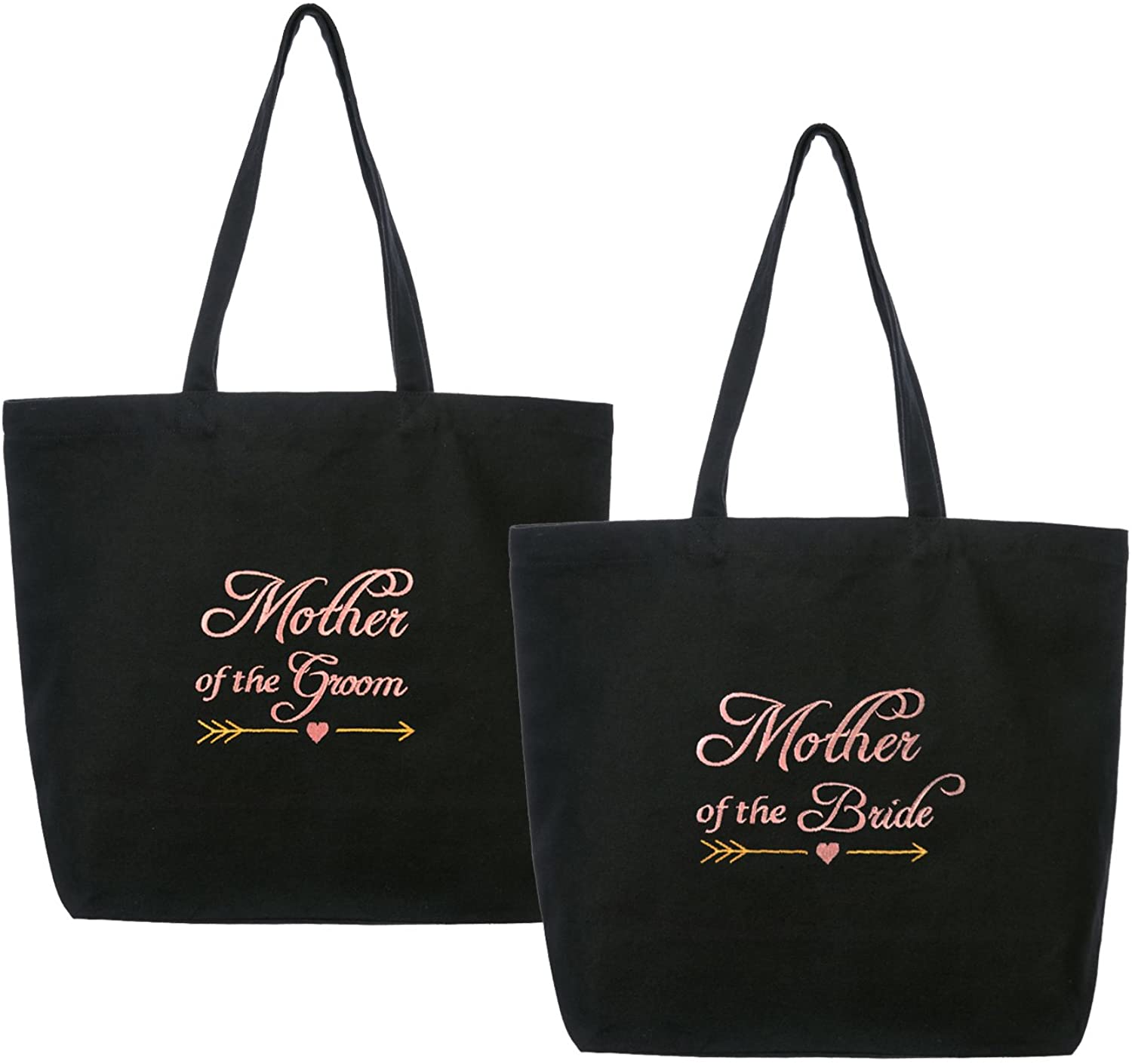 Price:$26.99    ElegantPark Mother of the Bride/Groom Gifts Bag Cotton Mother of the Bride/Groom Bag and Tote Mother Gifts for Wedding Tote Bag With Pocket Shoulder Bag Black With Pink Embroidery  Clothing