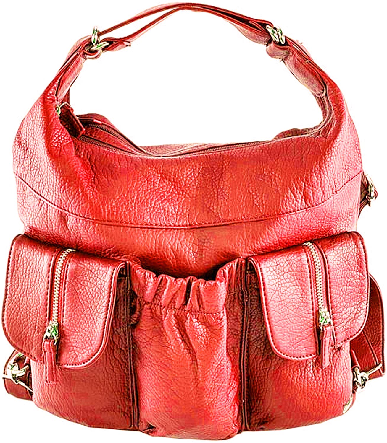 Price:$45.98    Purse King Butterfly Convertible Backpack (Tote, Crossbody and Shoulder Bag) in Soft Vegan Leather (Candy Apple Red)  Clothing