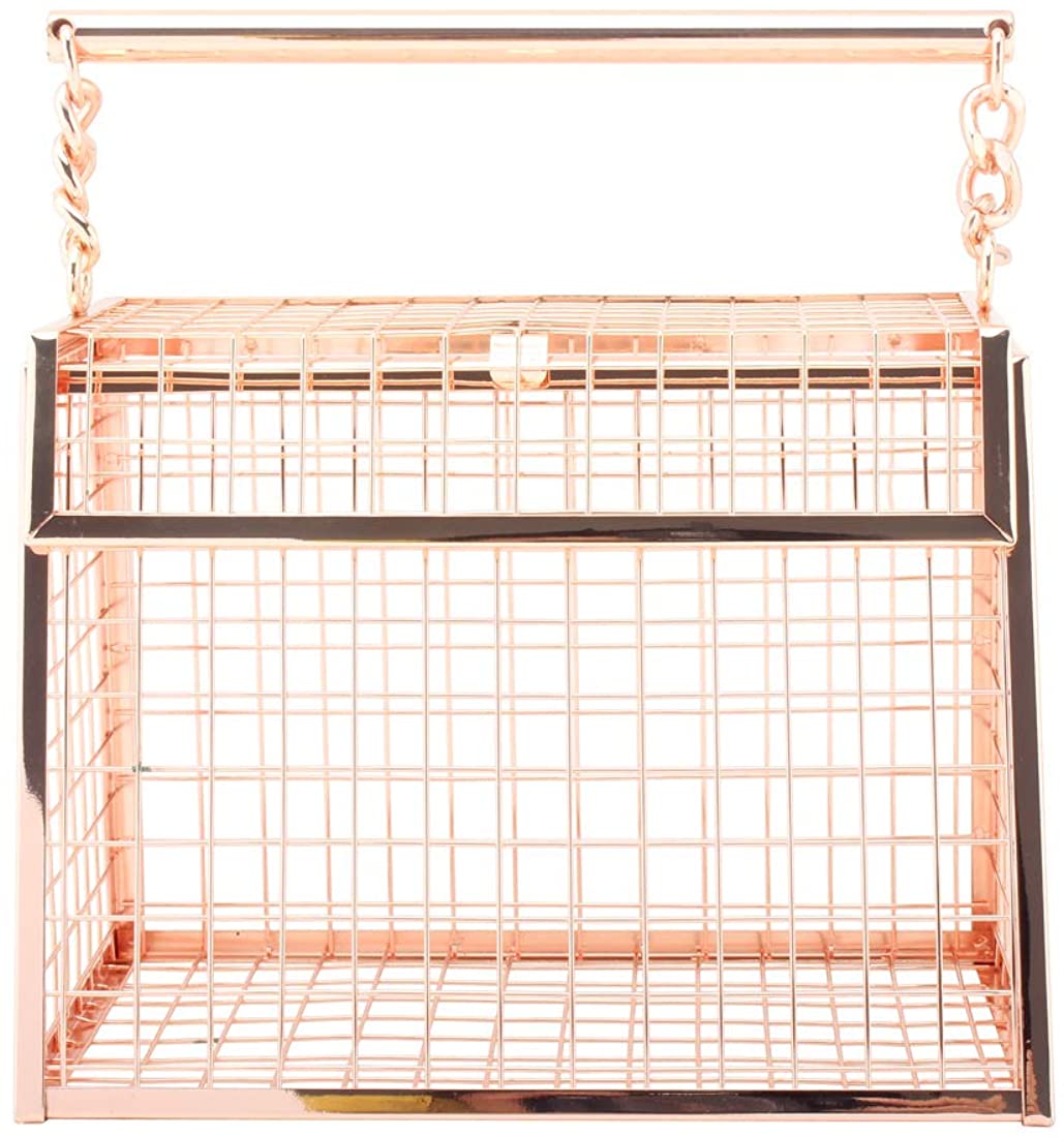 Price:$28.99 LETODE gold cage clutch crossbody bags ladies casual metal handbags(6099-rose gold)  Handbags   