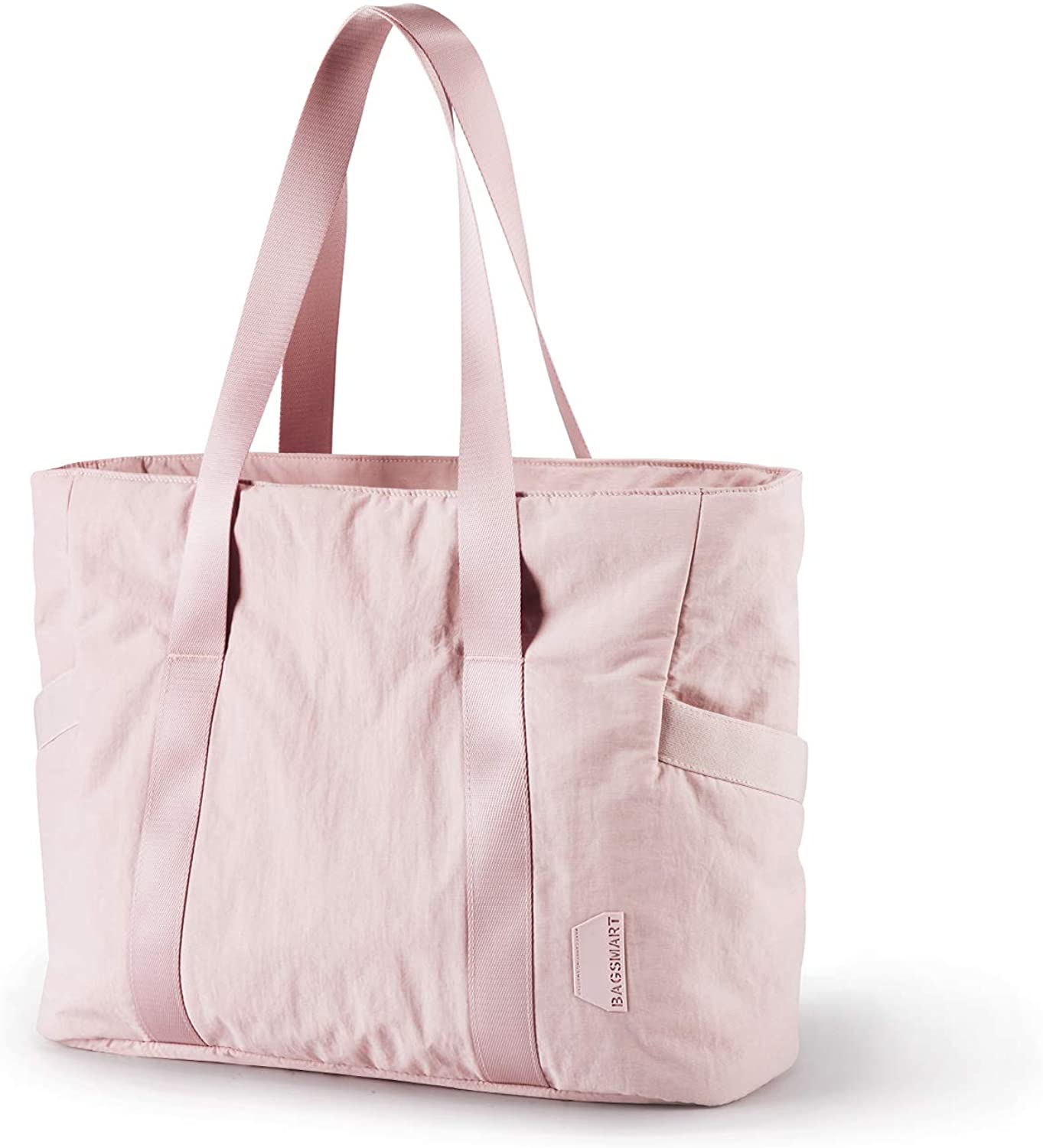 Price:$24.99    BAGSMART Women Tote Bag Large Shoulder Bag Top Handle Handbag with Yoga Mat Buckle for Gym, Work, School, Pink  Clothing