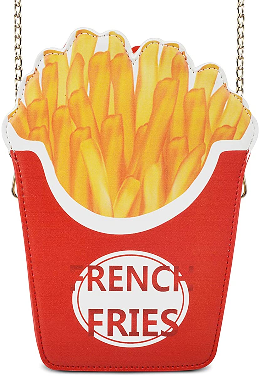 Price:$25.99 French Fries Shape Crossbody Bag, Ustyle Girl Women Cute Novelty Shopping School Fashion Chain Shoulder Bag (red)  Handbags   