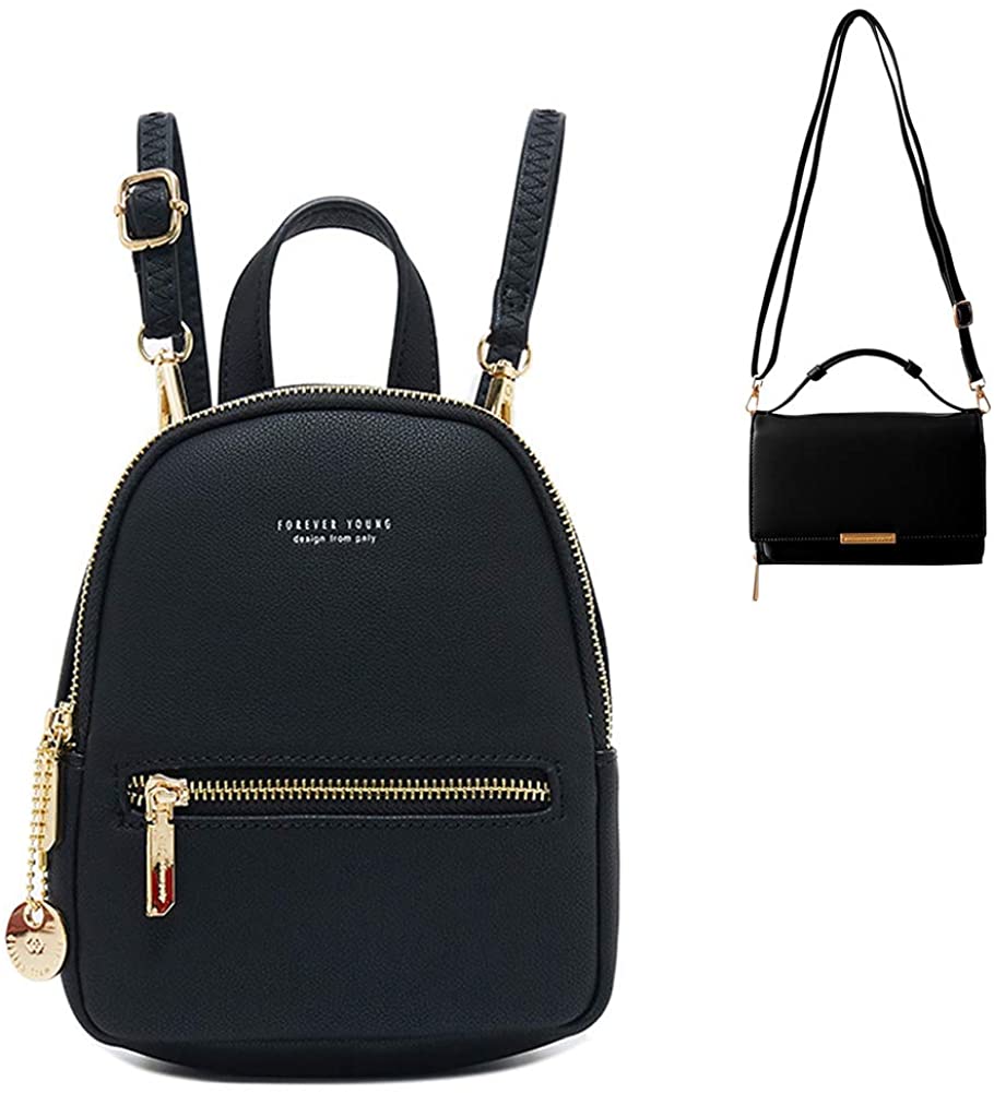 Price:$0.00    Women's Mini Backpack Purse Small Crossbody Shoulder Bag Cell Phone Wallet - Black  Clothing