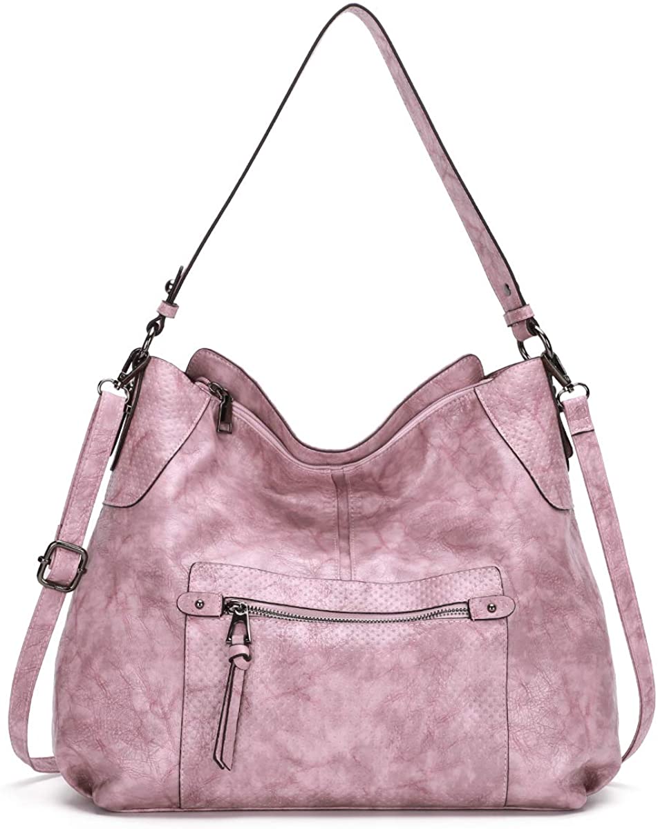 Price:$37.98 KL928 Womens Purses and Handbags PU Leather Shoulder Bag Waterproof Hobo Bags for Women Large, pink-91  Handbags   