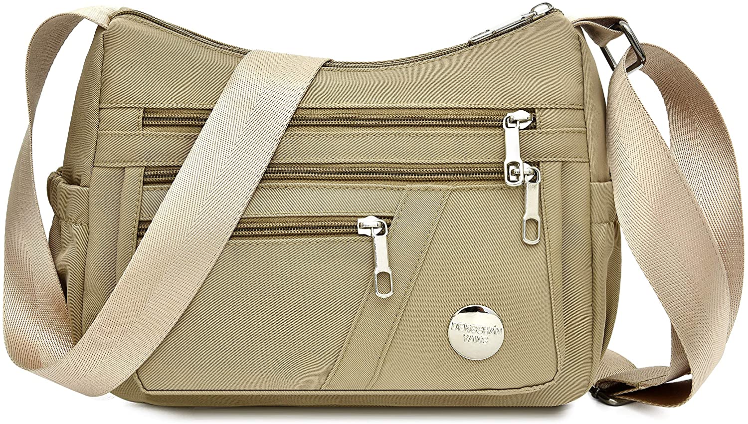 Price:$15.99 Crossbody Bags for Women with RFID Multi Pocket Shoulder Bag Lightweight Waterproof Nylon Travel Purses and Handbags (khaki)  Handbags   