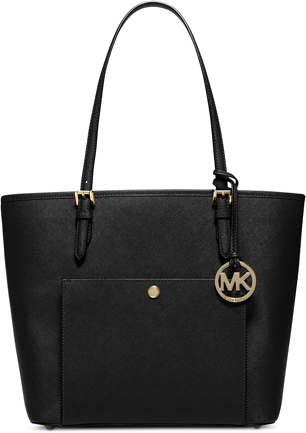 Price:$199.00 MICHAEL Michael Kors Jet Set Large Snap Pocket Tote (Black)  Handbags   