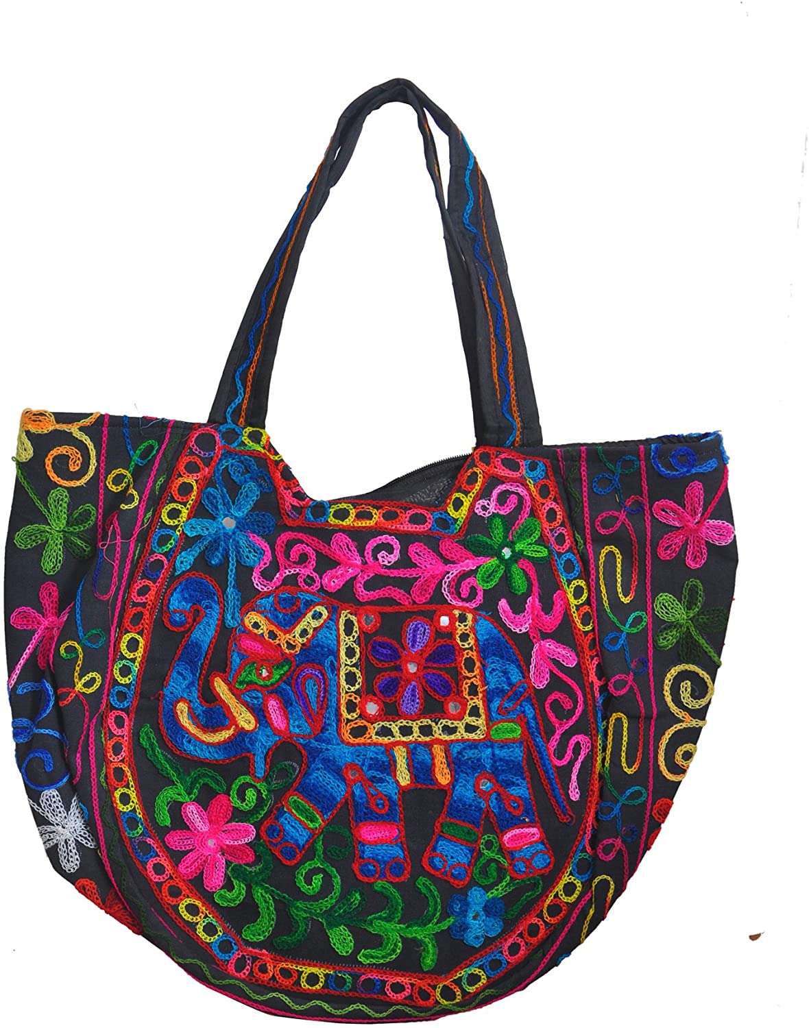 Price:$24.11 Kashmiri Embroidered handcrafted shoulder bag by Indian artisans (Black) - Mother's Day Collection 2020  Handbags   