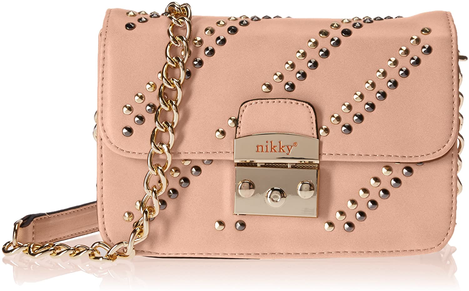 Price:$27.31    Nikky Women's Studded Chain Strap Pink Crossbody, One Size  Clothing