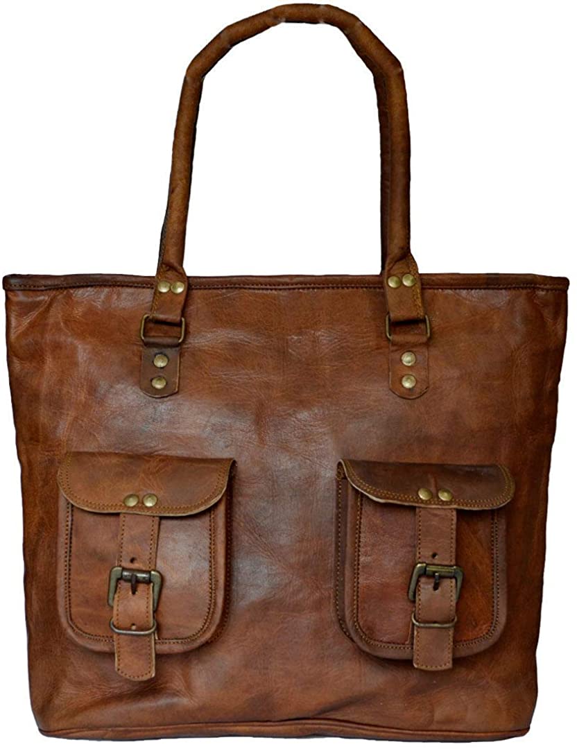 Price:$46.99    Vintage Leather Tote Bag Women Handbag Shopping Travel Shoulder Bag, 16 Inch Medium  Clothing