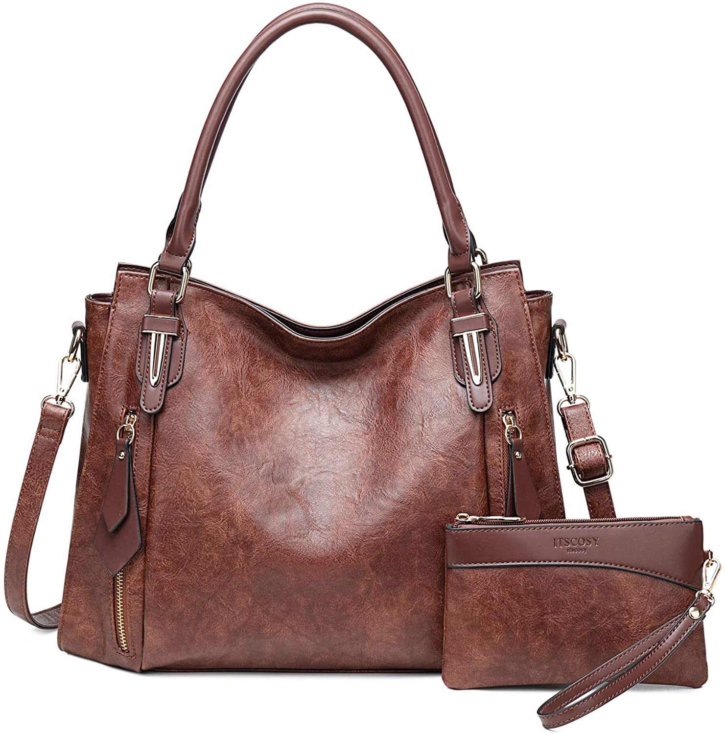 Price:$42.99    Women Tote Bag Handbags PU Leather Fashion Hobo Shoulder Bags with Adjustable Shoulder Strap, M, Brown-C  Clothing