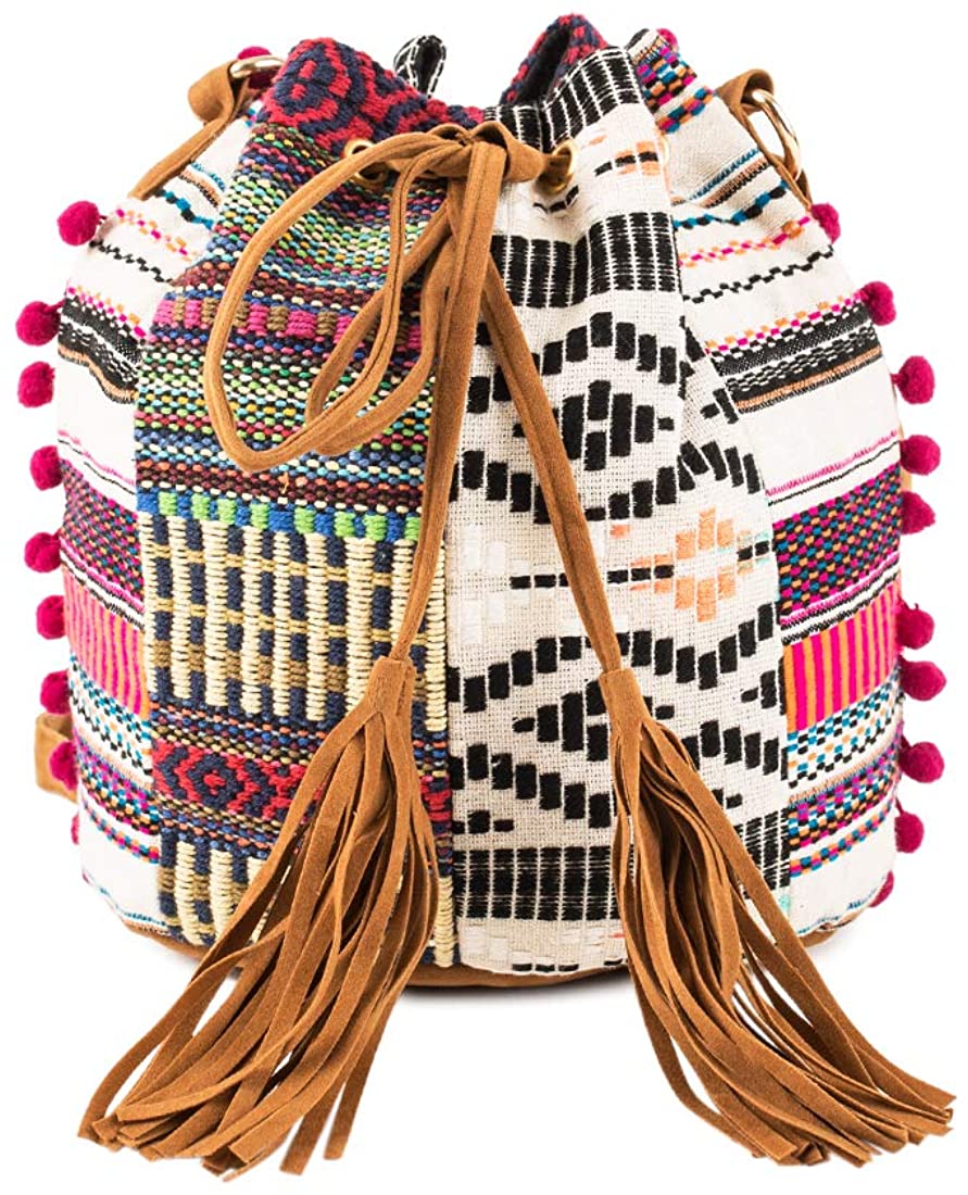 Price:$42.99    Chumbak Free Spirits Bucket Bag - Women's Crossbody Bag, Over the Shoulder Purse and Handbag, Shoulder Bag, Drawstring Bucket Purse, Size 9.8x13 inches  Clothing