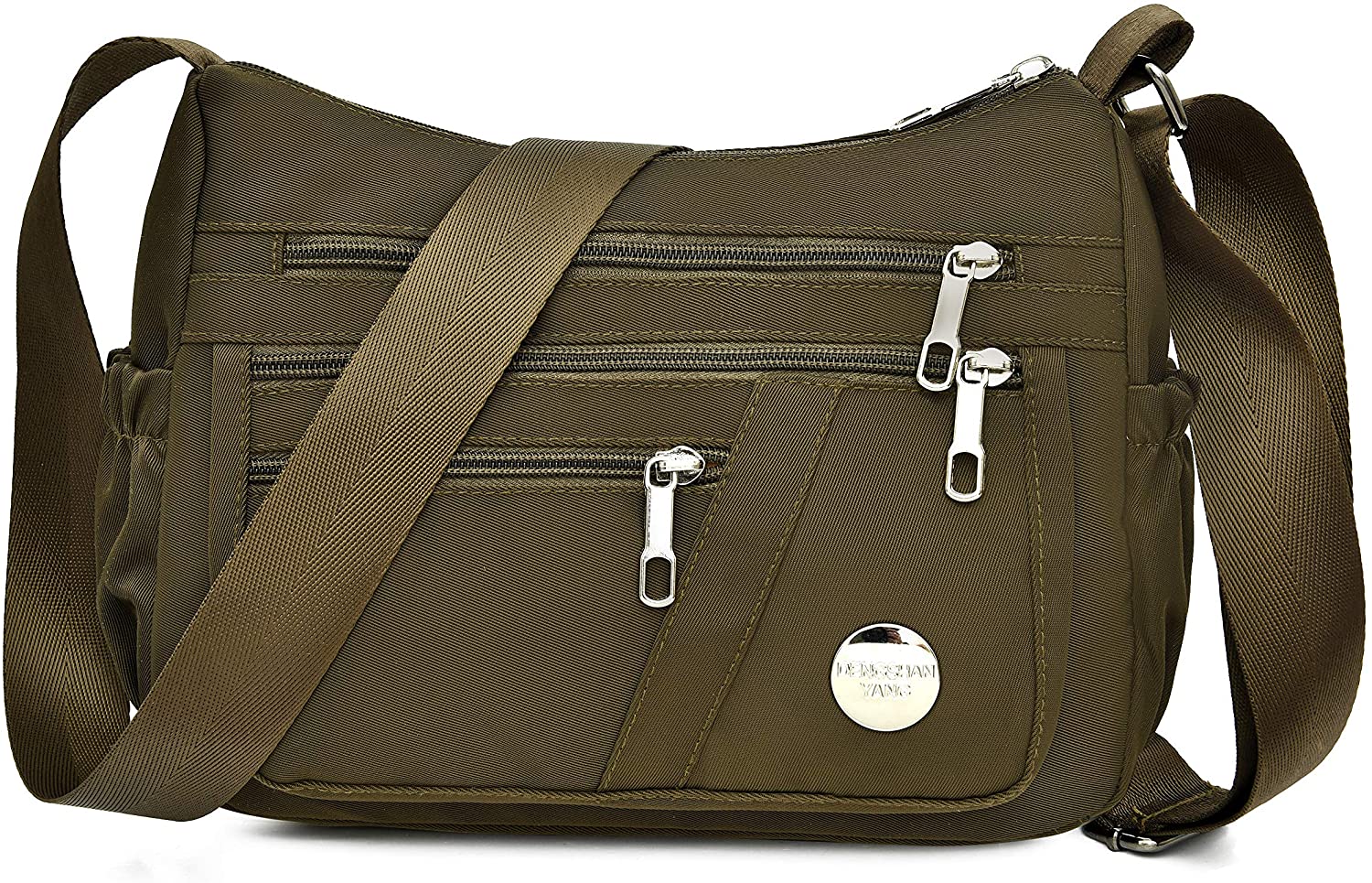 Price:$14.99 Crossbody Bags for Women with RFID Multi Pocket Shoulder Bag Lightweight Waterproof Nylon Travel Purses and Handbags (brown)  Handbags   