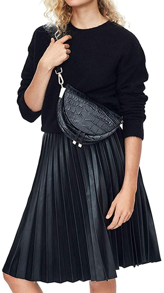 Price:$22.99    Crocodile Crossbody Bags for Women Ladies Saddle Bag Purses Half Moon Bag with Wide Shoulder Strap  Clothing