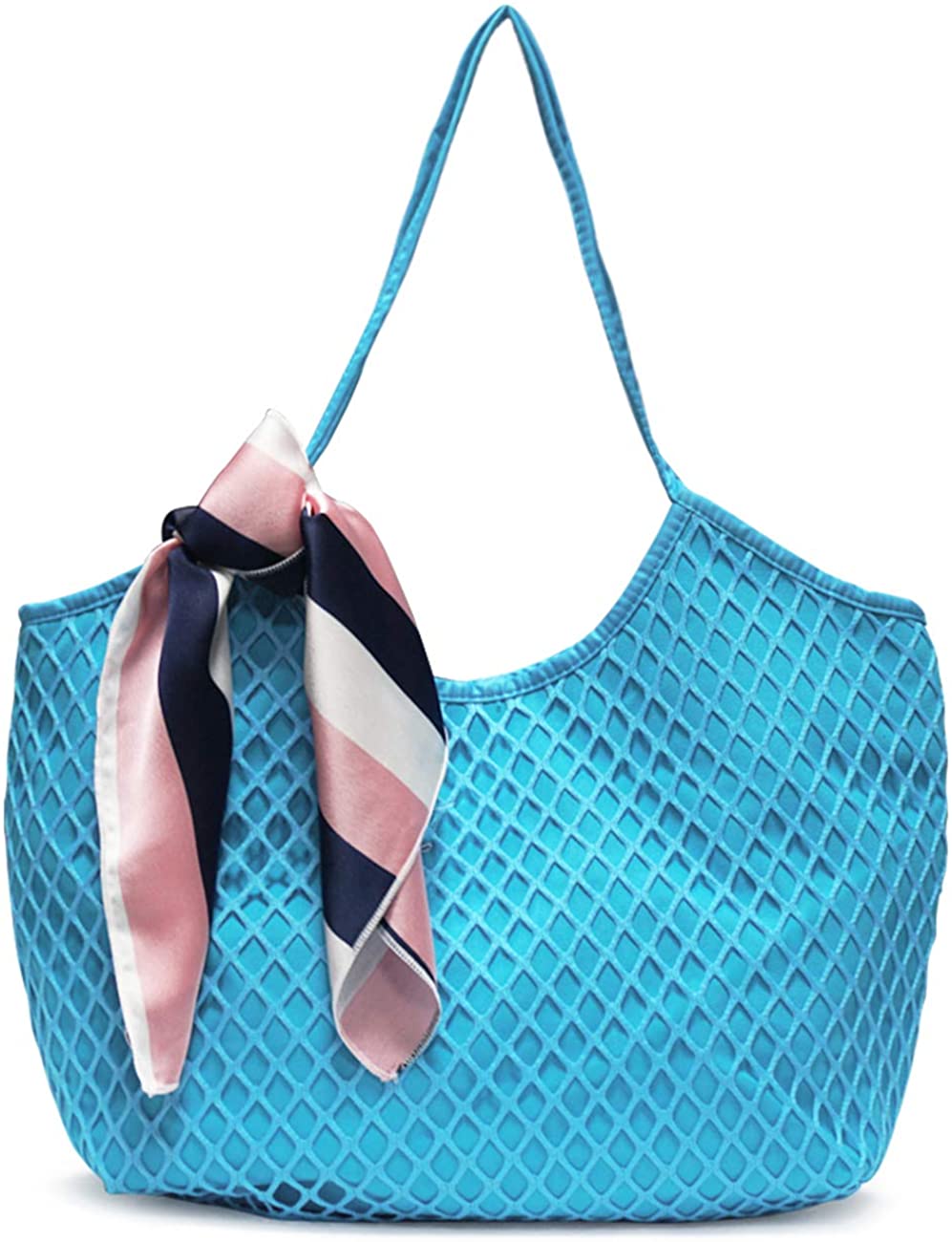 Price:$19.99    Leviro Canvas Mesh Beach Bags And Totes Womens Shoulder Bag Fashion Summer Bag  Clothing
