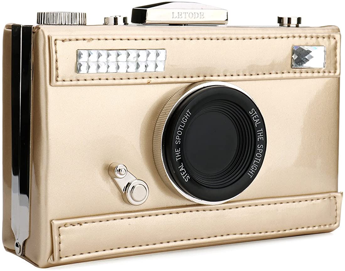 Price:$0.00 Fashion Cross Body Bags, Women's PU Film Camera Shaped Snapshot Casual Cross body Shoulder Handbag (Khaki)  Handbags   