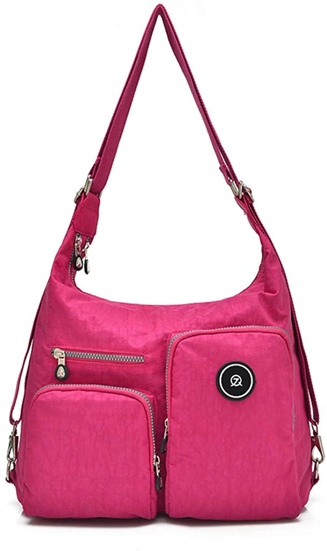 Price:$13.99    Large Lightweight Water Resistant Nylon Totes Shoulder Bag with Zipper & Multiple Pockets for Women (158 Hot Pink)  Clothing