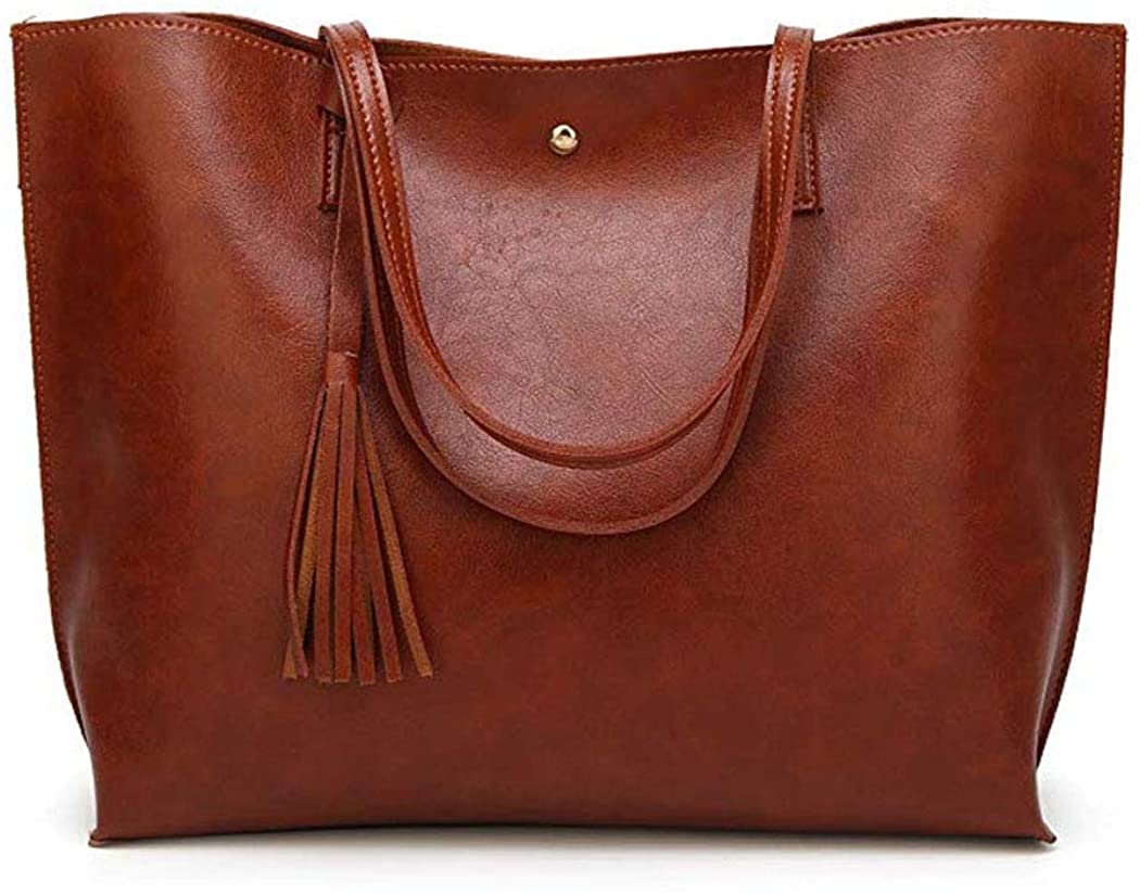 Price:$13.98    Women's Tote Bags Soft PU Leather Top Handle Satchel Handbag Tassel Fashion Shoulder Purse (Brown)  Clothing