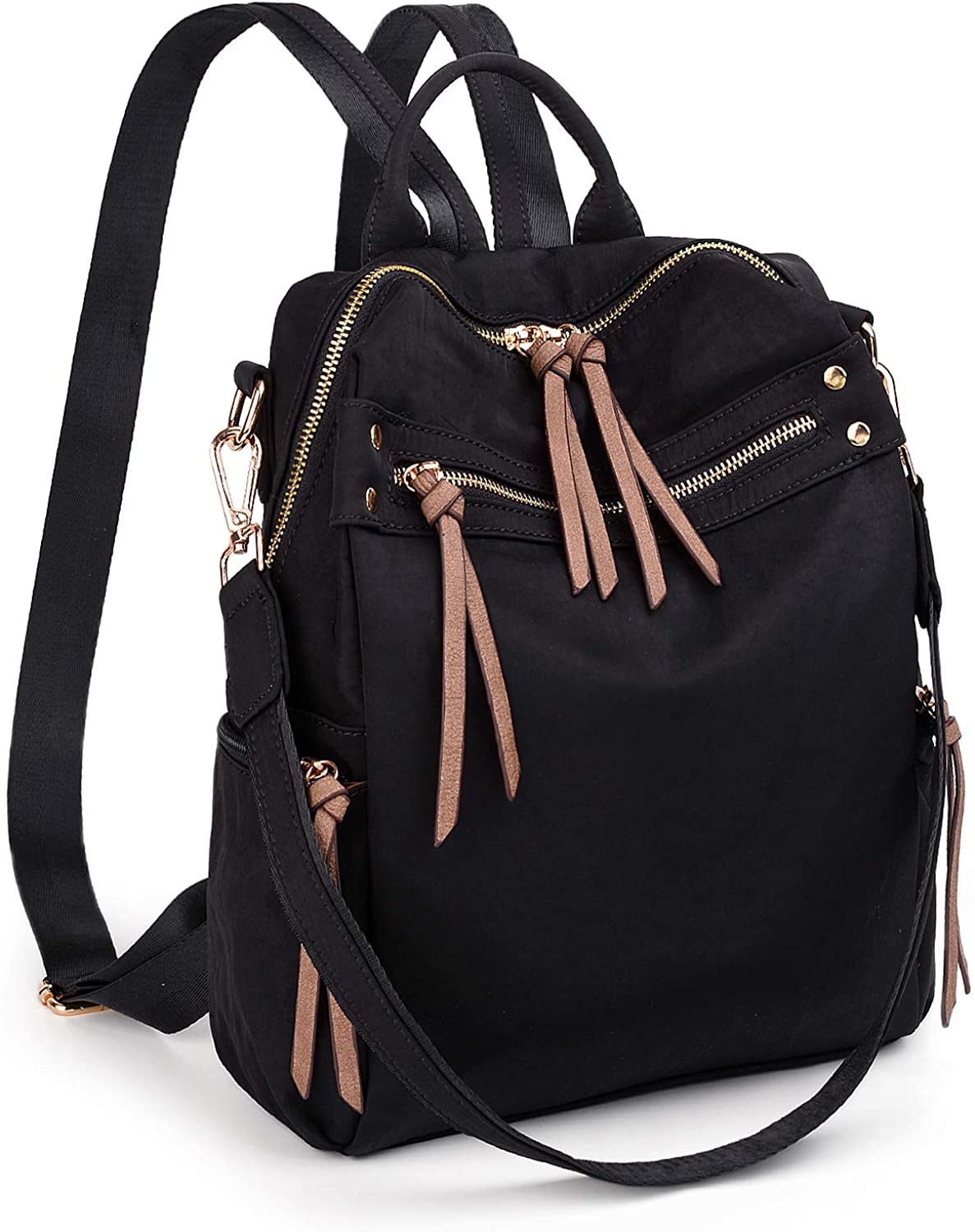 Price:$32.99    UTO Women Backpack Purse Waterproof Convertible Lightweight Ladies Rucksack Travel College Shoulder Book Bag Black  Clothing