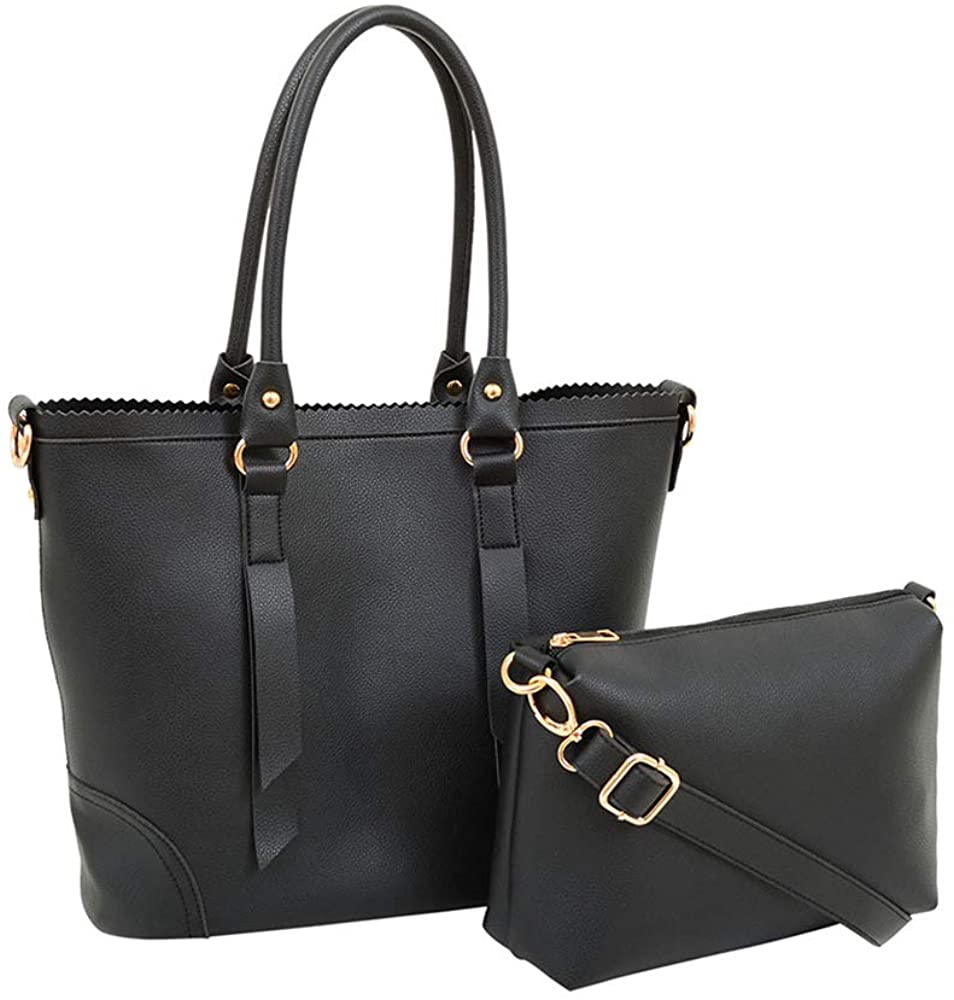 Price:$19.60    Mellow World Women's 2-in-1 Lightweight Tote and Zipper Pouch Duo, Water Resistant, Black, One Size  Clothing