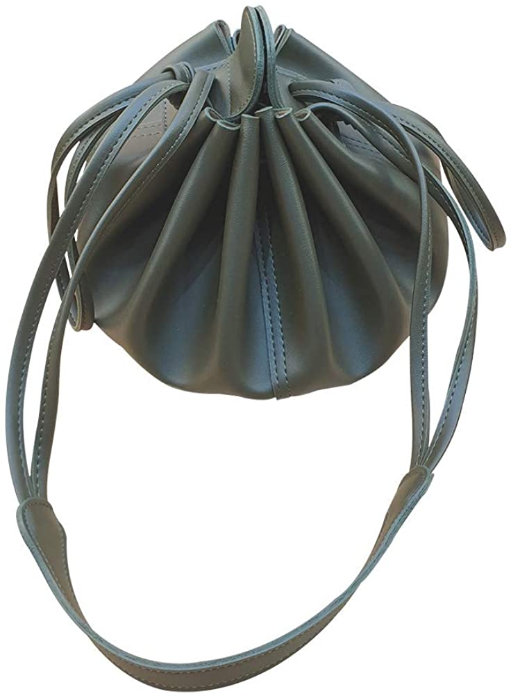 Price:$48.99 Riant dumpling design Wrinkled Drawstring Shoulder Crossbody Bucket Bags for Women Handbags Khaki  Handbags   