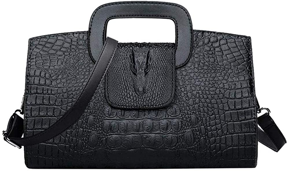 Price:$25.99 Sun Kea Fashion Women Flap Tote Top-Handle Handbag Crocodile Pattern Leather Clutch Purse Shoulder Crossbody Bag  Handbags   