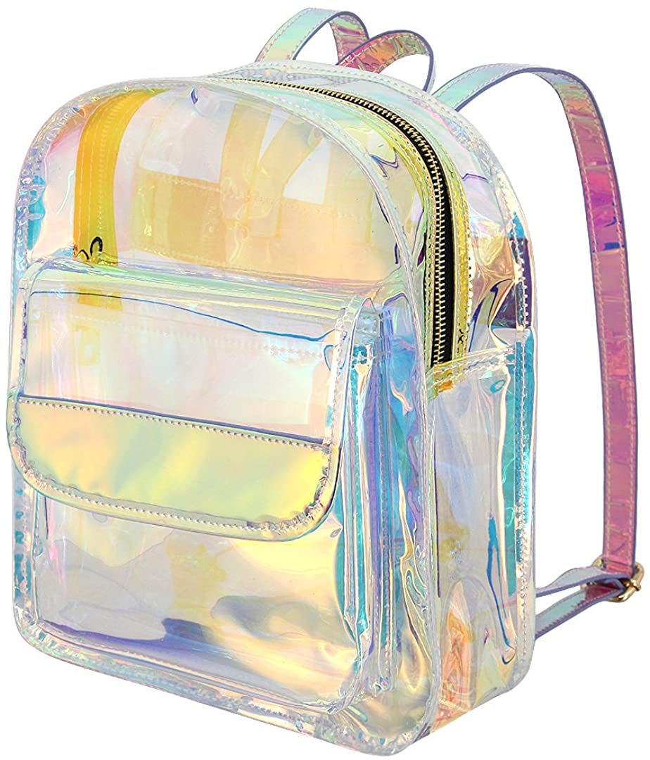 Price:$27.99    Candice Women Transparent Hologram Holographic Shoulder Bag Satchel Backpack  Clothing