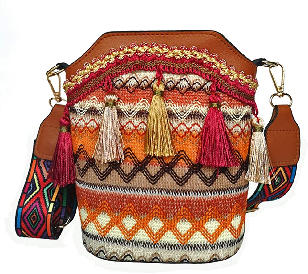 Price:$13.99    Small Crossbody Purse for Women Vintage Ethnic Embroidered Satchel Bag Cell Phone Purse with Tassel  Clothing