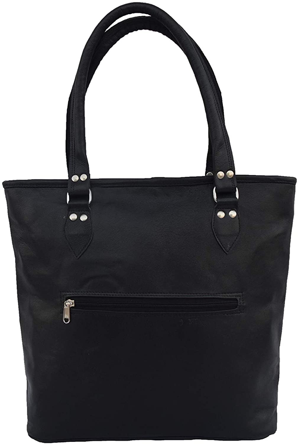 Price:$49.99 Black Leather Women's Tote Bag Handbag Shopping Travel Shoulder Bag, 16 Inch Medium  Handbags   