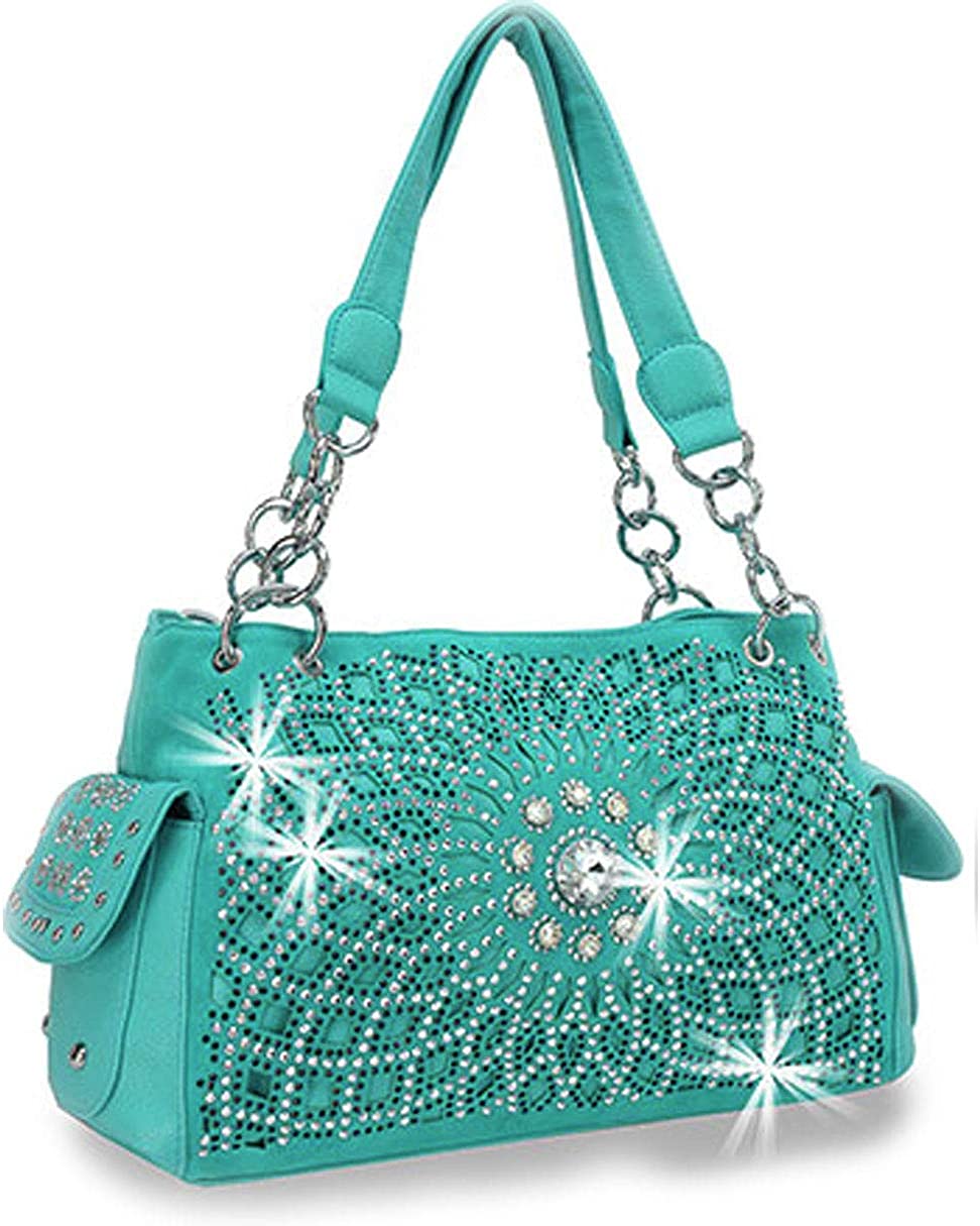Price:$50.01    Zzfab Starburst Concealed Carry Purse Rhinestone Western Handbag Turquoise  Clothing