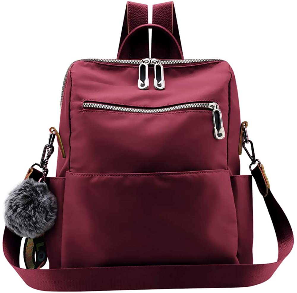 Price:$25.99    Women Backpack Purse Waterproof Nylon Anti-theft Rucksack Lightweight Shoulder Bag Ladies Travel bags (Red)  Clothing