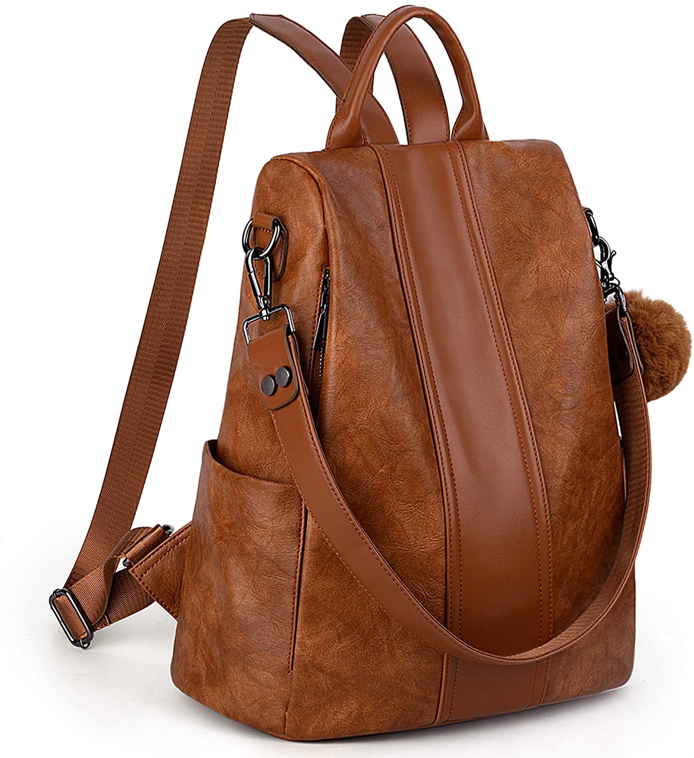 Price:$19.99    UTO Women Backpack Purse PU Leather Anti-Theft Rucksack Lightweight School Shoulder Bag-Large Version A Brown  Clothing