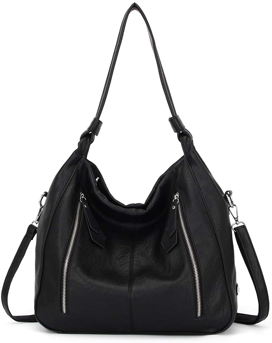 Price:$39.99    Women Handbags Shoulder Bags PU Leather Satchel Tote Bag Mutipocket Purse (K.EYRE#KL7215#U8388#401-BLACK)  Clothing