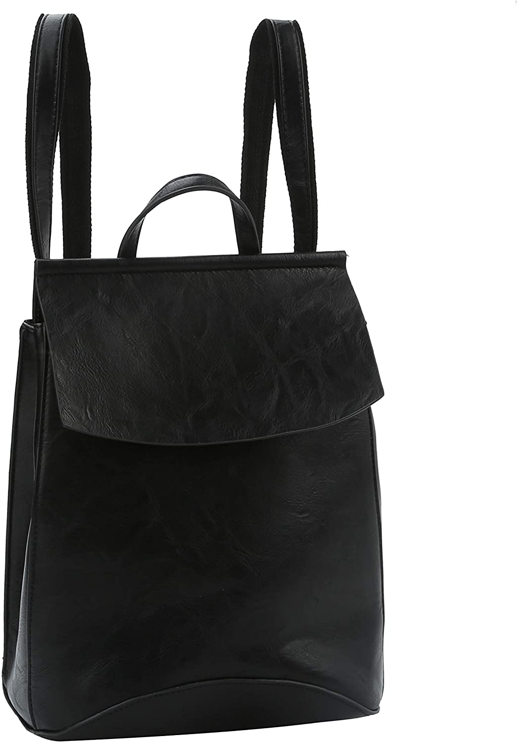 Price:$38.99    Virago Fashion Designer Handbag Daily Convertible Vegan Leather Travel Backpack Shoulder Bag (BLACK)  Clothing