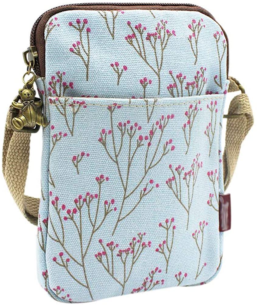 Price:$12.99    Canvas Small Crossbody Cell Phone Purse Cute Shoulder Bag with Adjustable Strap for Women  Clothing