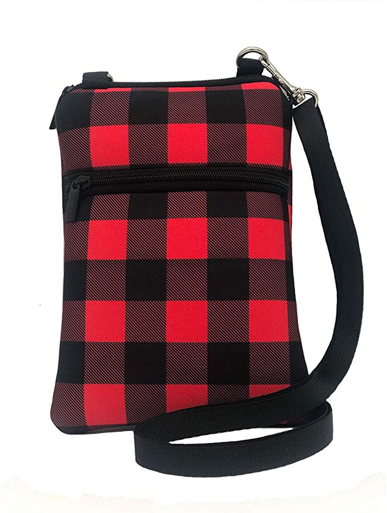 Price:$8.99 Auony Buffalo Plaid Crossbody Bag, Zipper Shoulder Purse Wristlet Phone Purse Bag  Handbags   